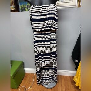Navy and White Striped Maxi Dress